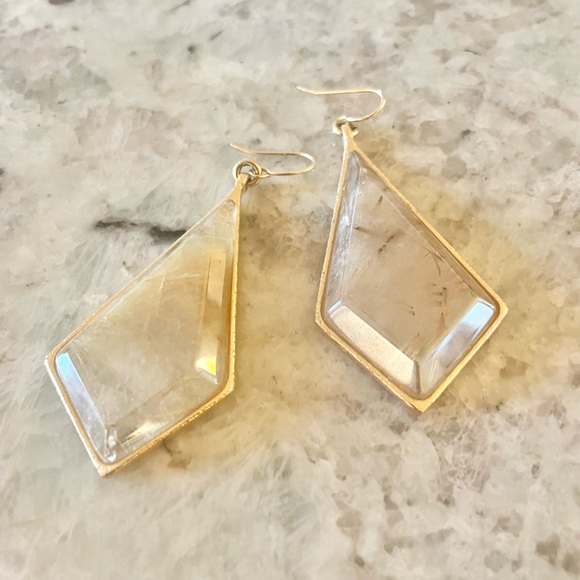 Gold Plated Designer Dandelion Wish Earrings | Crystal | Designer | Pierced - Picture 3 of 5